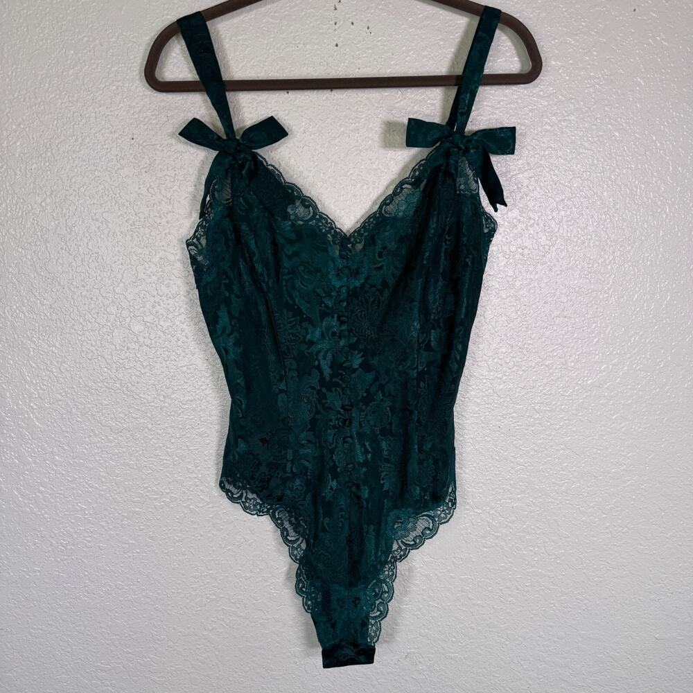 Vintage Victorias Secret Teddy Lingerie Womens Medium Bodysuit Gold Label Satin